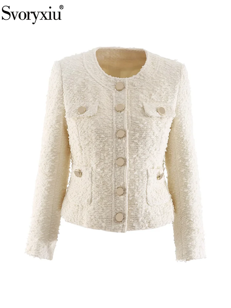 Svoryxiu модные подиумные осенне-зимние бежевые повседневные куртки женские тонкие