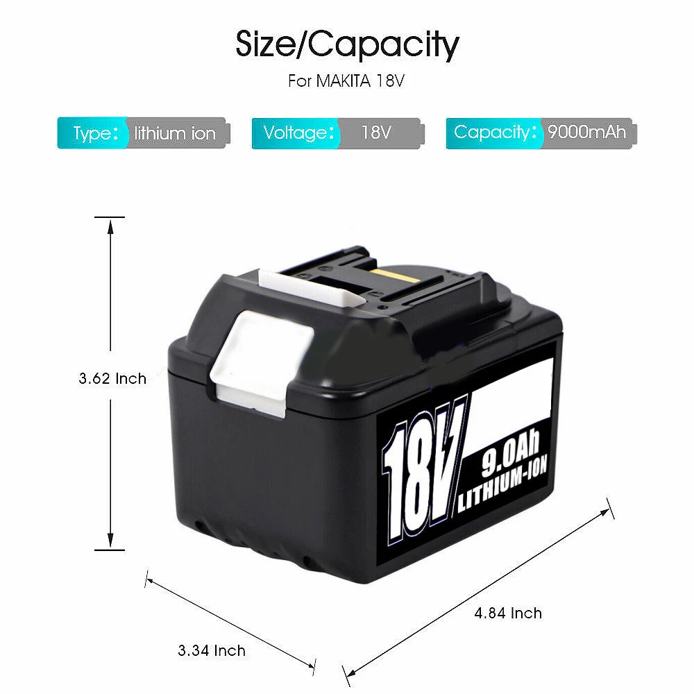 

BL1860B 18V 9Ah Rechargeable Battery 9000mah Lithium-ion Battery Replacement Battery for MAKITA BL1880 BL1860 BL1850 BL1860B L70