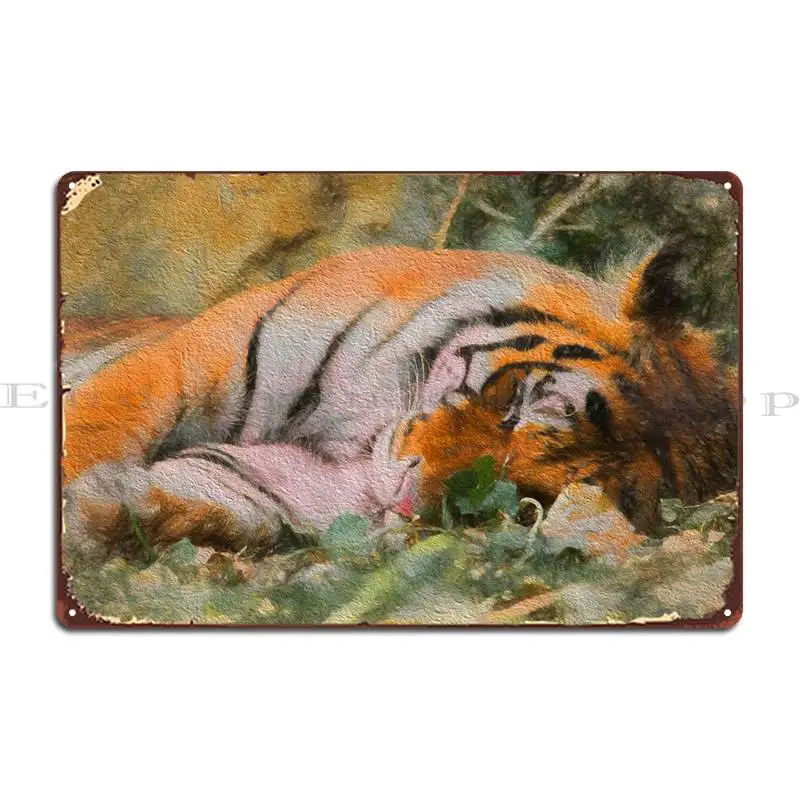 

Tiger At The Zoo Metal Plaque Poster Cinema Wall Decor Cave Customize Bar Tin Sign Poster