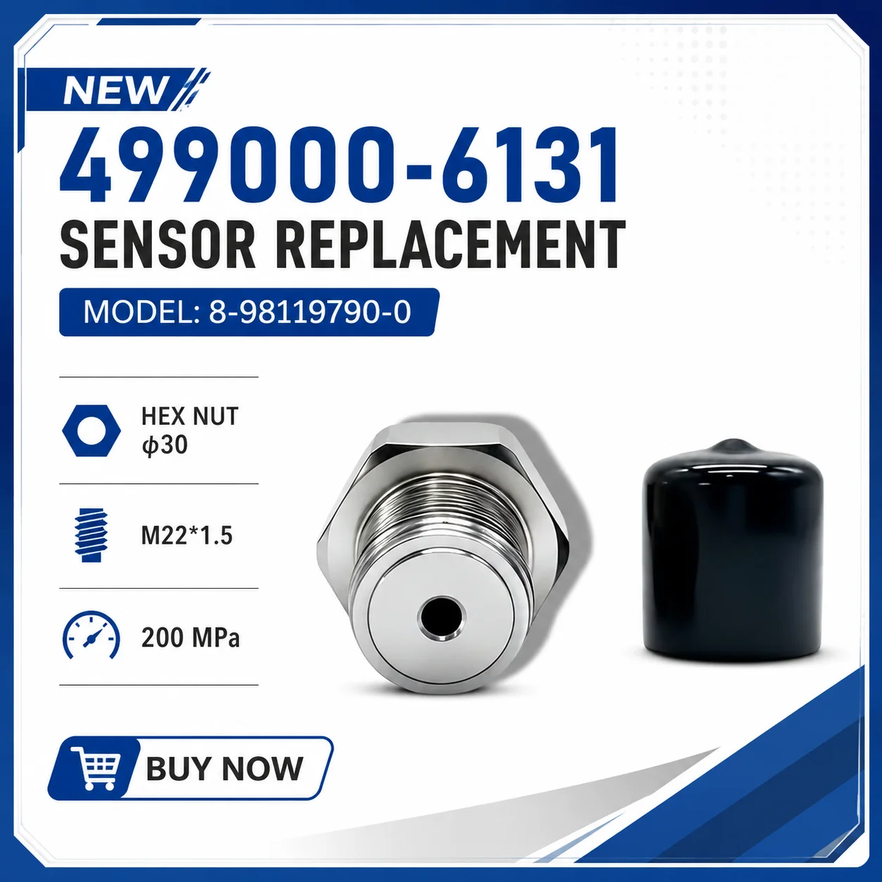 Фото Для Denso Nissan Isuzu, новый датчик 499000-6131, модель 8-98119790-0, шестигранная гайка φ30, M22*1.5, 200 МПа, LH1130. №1