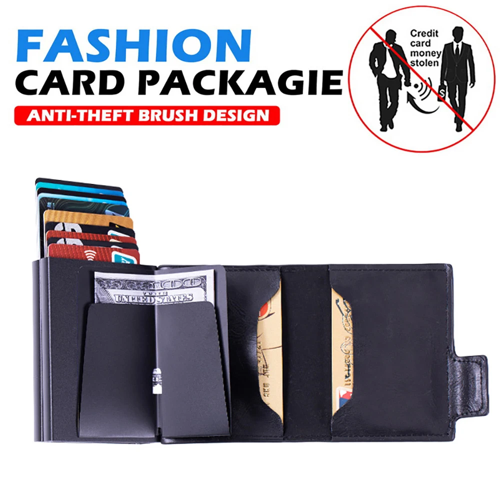 Men's Credit Cardholder Wallet 2023 New Carbon Fiber RFID Blocking Leather Bank Card Case Cardholder Protection Purses for Women