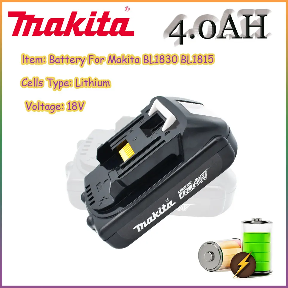 

NEW Makita Rechargeable 18V 4.0Ah Li-Ion Battery For Makita BL1830 BL1815 BL1860 BL1840 194205-3 Replacement Power Tools Battery