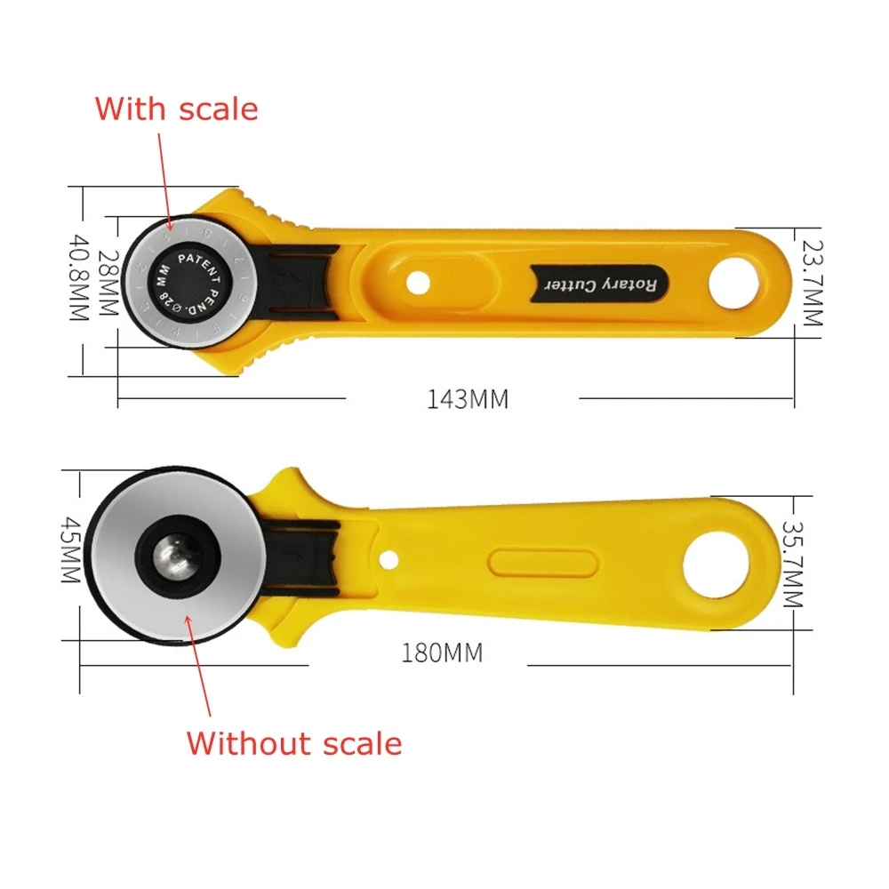 28mm Rotary Cutter Patchwork Roller Wheel Round Knife With Scale Leather Craft Fabrics Cloth Cutting Tailor Tools
