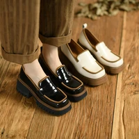 designer loafers womens slip on high heel shoes 2022 ladies retro square toe platform shoes size 35 40 mocasines de mujer women