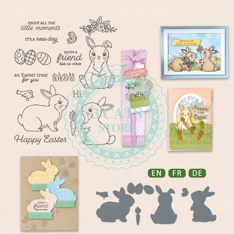 

MP689 New Easter Rabbit Clear Stamps And Metal Cutting Dies For Diy Die Scrapbooking Decoration Photo Album Card Embossing Craft