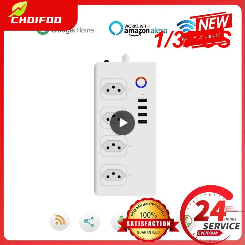 

1/3PCS Brazil Smart Zigbee Power Strip, Tuya Zigbee Outlet With 4 Plugs and 4 USB Port, Individual Control,Works With Alexa