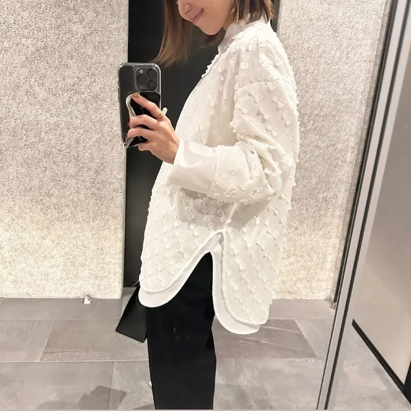 Японские жаккардовые Blusas Mujer свободные удобные рубашки блузки простые модные