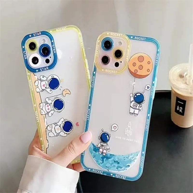 

Cute Cartoon Astronaut Planet Case For iPhone 13 Pro Max, 12 Mini, 11 Pro, Se 2020 X Xr Xs Max 8 7 Astronaut Mobile Phone Cover