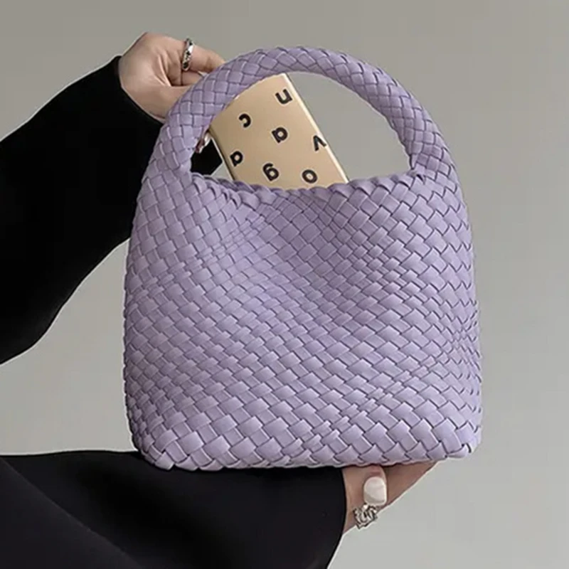 

Женская плетеная Сумка-мешок, сумка-тоут ручной работы, новые модные сумки через плечо для женщин, сумка на плечо высокого качества