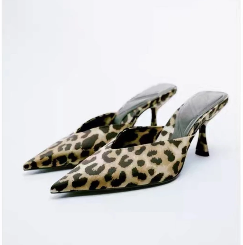 

Spring Summer Women's High Heeled Sandals Sexy Leopard Print High Heels Shallow Pointed Toe Fashion Women Shoes Ladies Pumps
