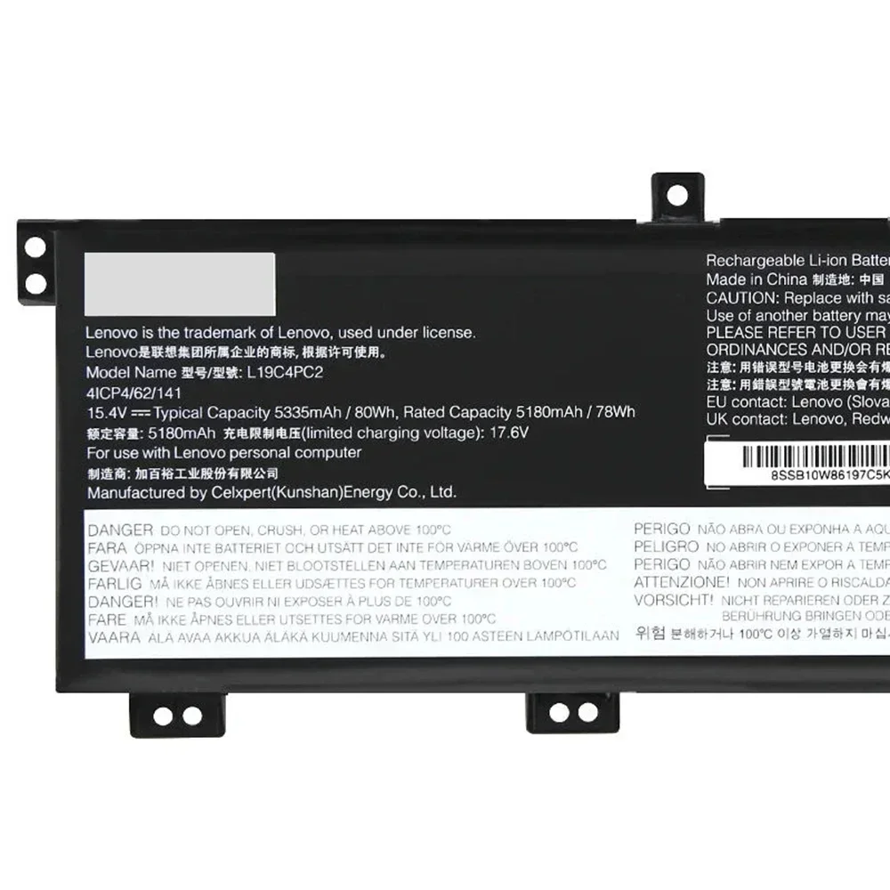 Фото Оригинальный аккумулятор для ноутбука L19C4PC2 15,36 В 80 Втч для Lenovo Legion 5 15ARH05 17ARH05H Legion 7 C7 15IMH05 L19M4PC2 №2