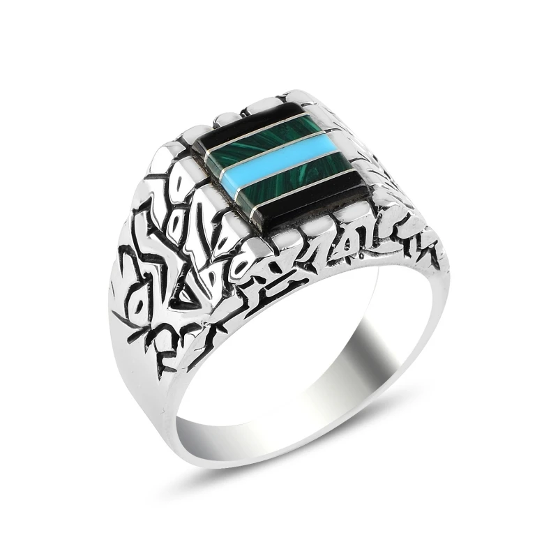 

Silver 925 Gauge Mixed Natural Stone Ring