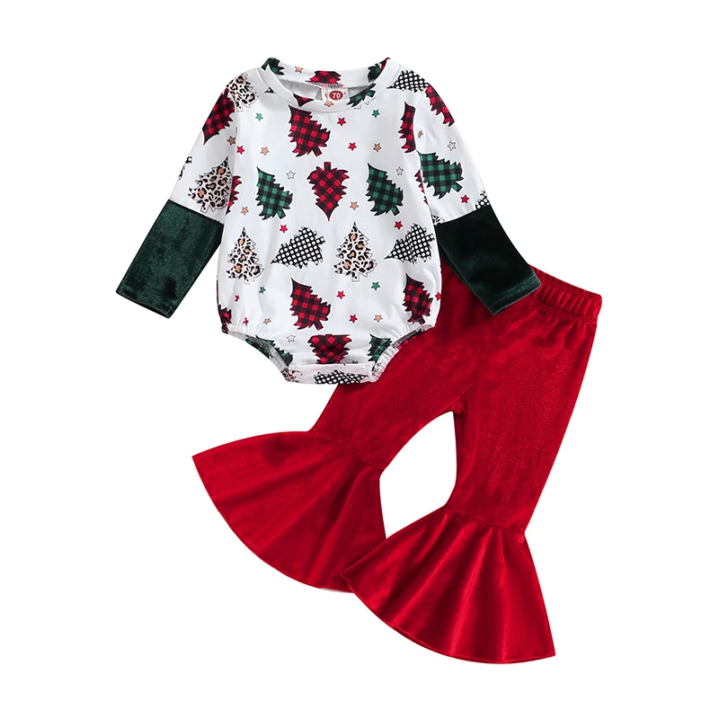 

Рождественский наряд ZZLBUF для маленьких девочек, свитшот с круглым вырезом и принтом Санта-Клауса, топы, штаны на шнуровке, праздничный сезон осень-зима