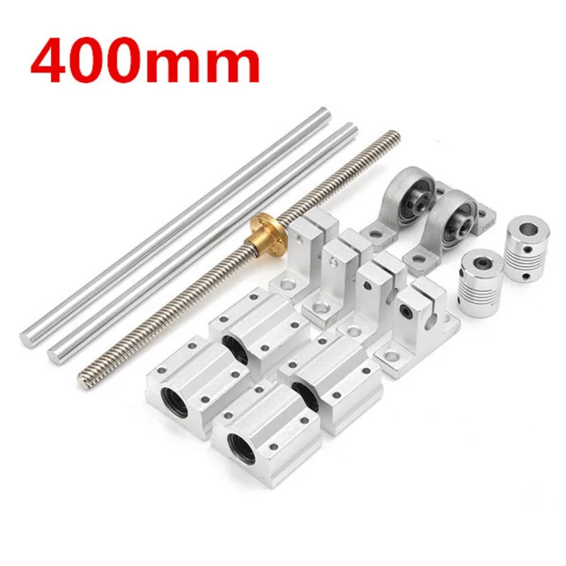 

15pcs 400mm CNC Parts Steel Optical axes Guide Bearing Housings Rail Shaft Support Lead Screws Rod Slide Bushing Set