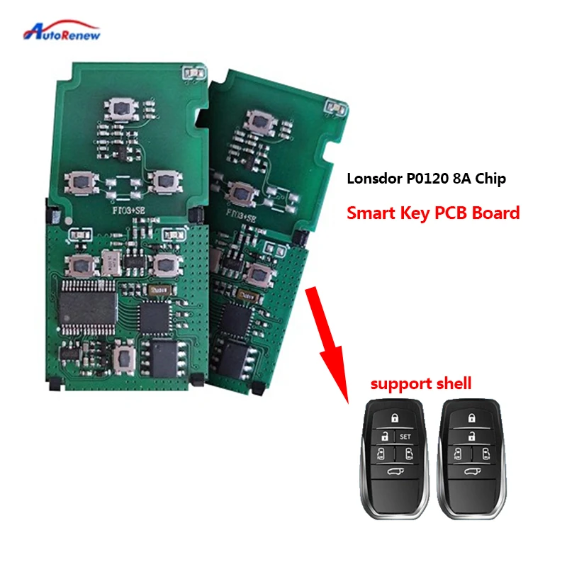 2022 Newest Lonsdor P0120 8A Chip Frequency Convertible 5/6 Buttons Smart Key PCB Board for Alphard/Vellfire/Alpha MPV Car