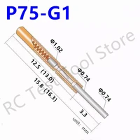 100pcs p75 g1 crown needle spring test probe nickel plated test pin thimble length 16 5mm electronic tool metal probe p75 g