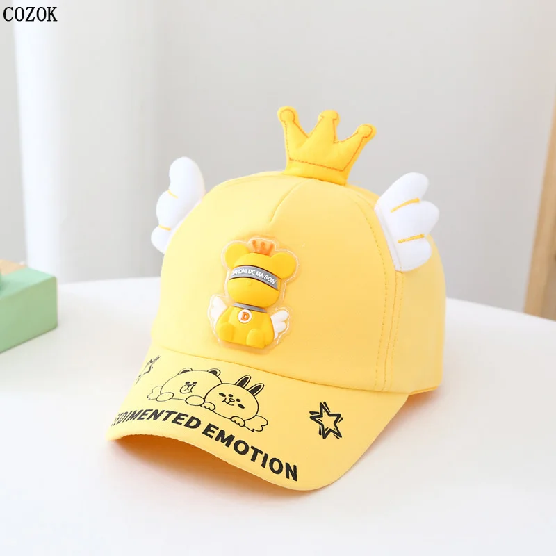 Summer Boys And Girls Traveling Sun Protection Cute Baseball Cap Spring Fashion Trend Crown Bear Hat Cotton Comfortable Kids Hat