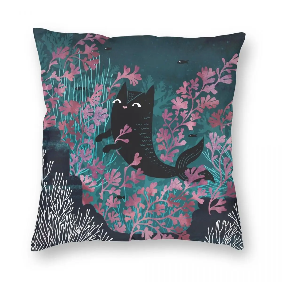 

Undersea Square Pillowcase Polyester Linen Velvet Printed Zip Decor Pillow Case Home Cushion Case 45x45