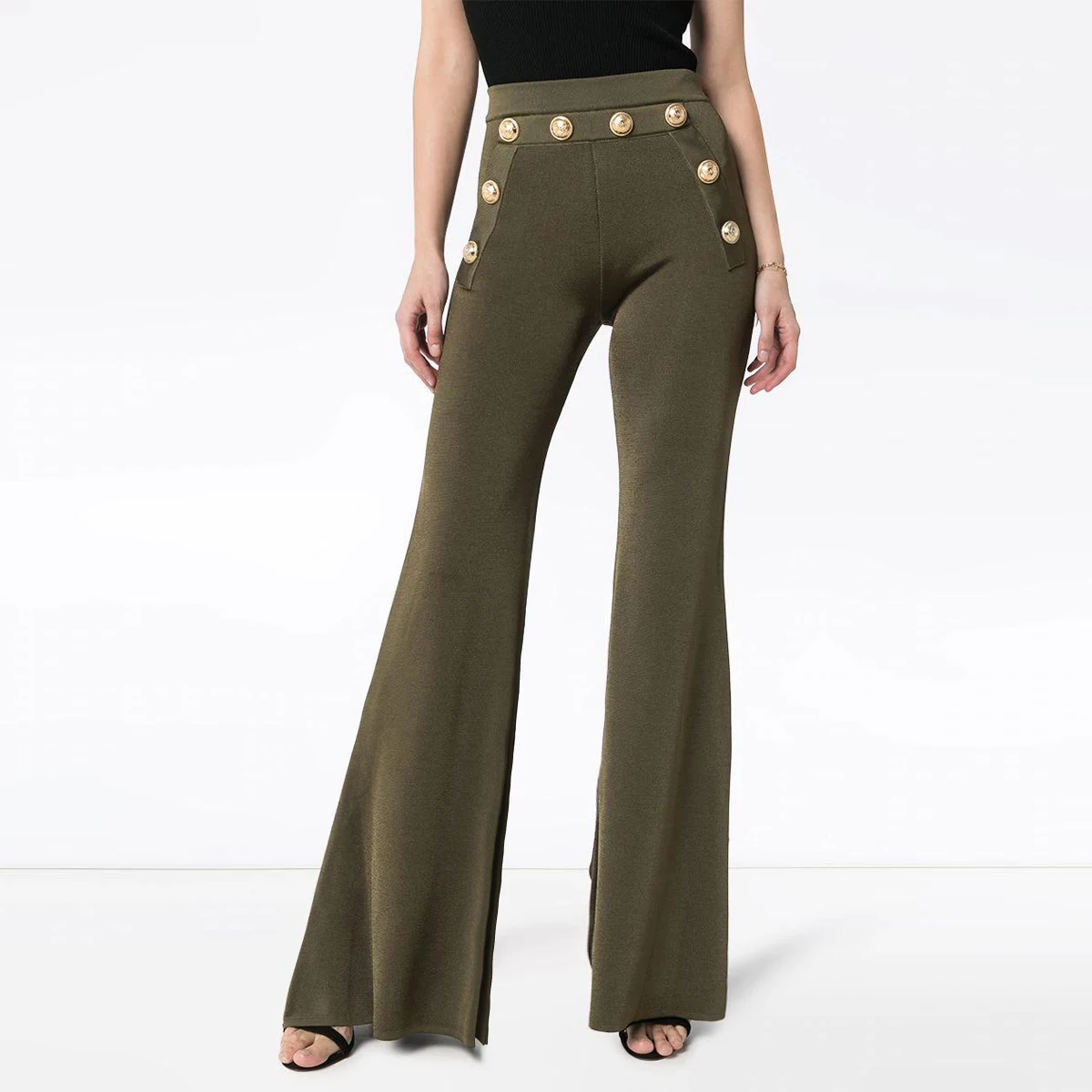 Spring and Autumn 2022 High waisted Slim Pants Ice Silk Knitted Sag Casual Pants Light Mature Style Retro Women's Flare Pants