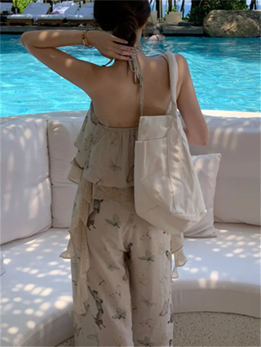 Женский летний костюм для отпуска PLAMTEE шикарные топы с цветочным принтом и