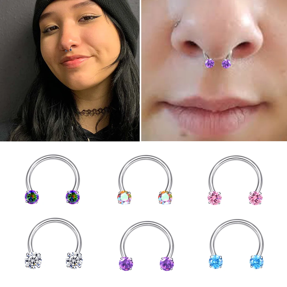 

VOJO G23 Titanium 16G CZ Septum Nose Rings Horseshoe Daith Cartilage Tragus Piercing Jewelry