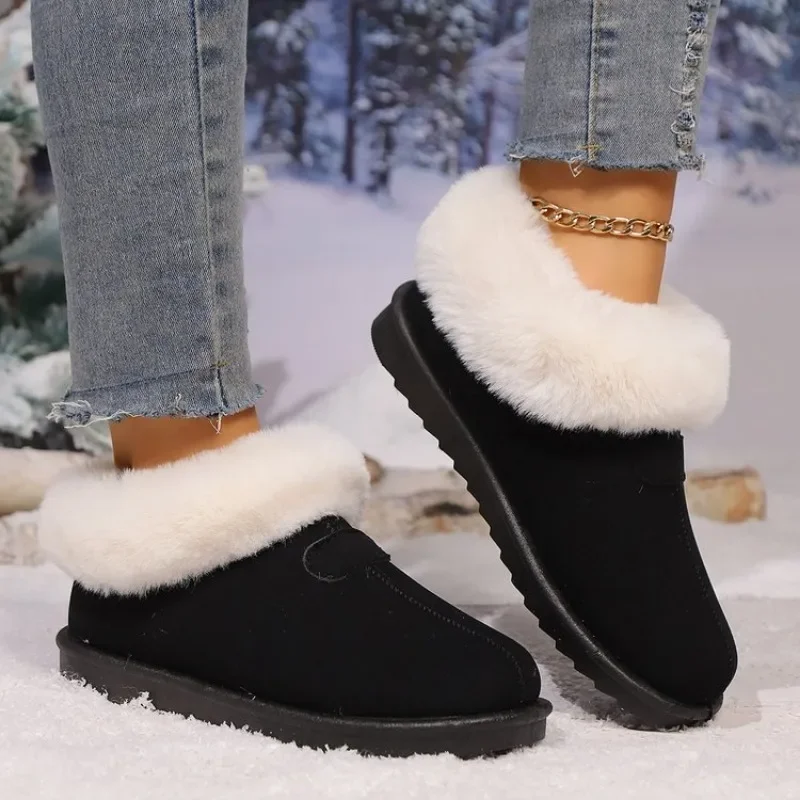 Женские домашние тапочки из искусственной замши теплые меховые шлепанцы с