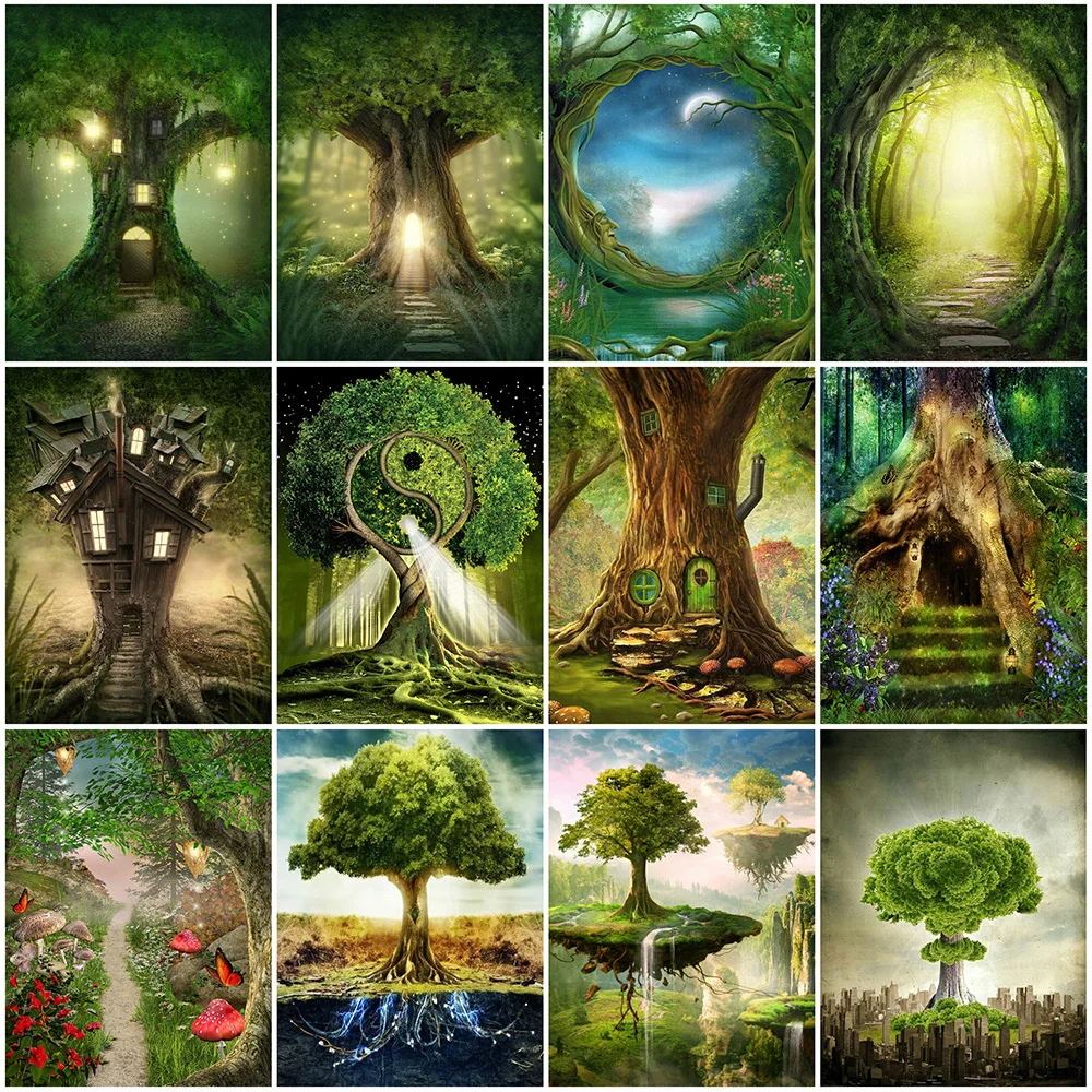 

MomoArt DIY Diamond Painting Tree Needlework Diamond Embroidery Landscape Picture Rhinestone Mosaic Fantasy Art Handmade Hobby