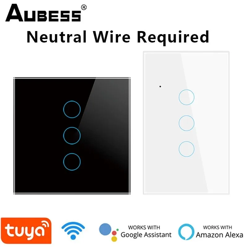 

Умный настенный выключатель Tuya с Wi-Fi и сенсорной панелью, 1/2/3/4 клавиши