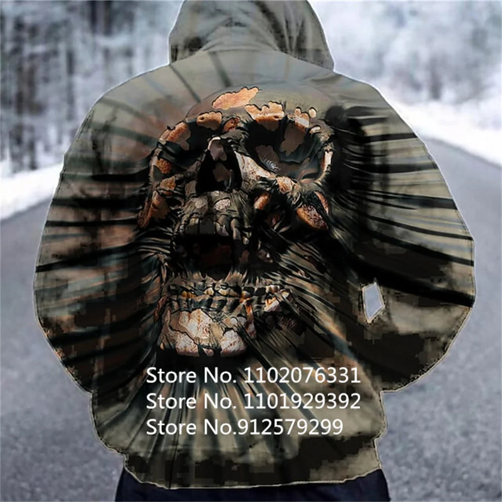 2023 Men's Hoodies Sweatshirt 3D Print Horror Skull Streetwear Harajuku Pullover Hip Hop Jacket Men Women Hoodie