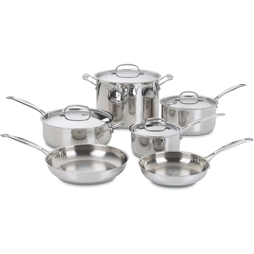 

Chef's Classic Stainless Steel Cookware Set Cooking Pots and Pans Kitchen