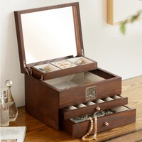 jewelry box earrings necklace ring jewelry storage box retro light luxury large capacity wooden multi layer display frame