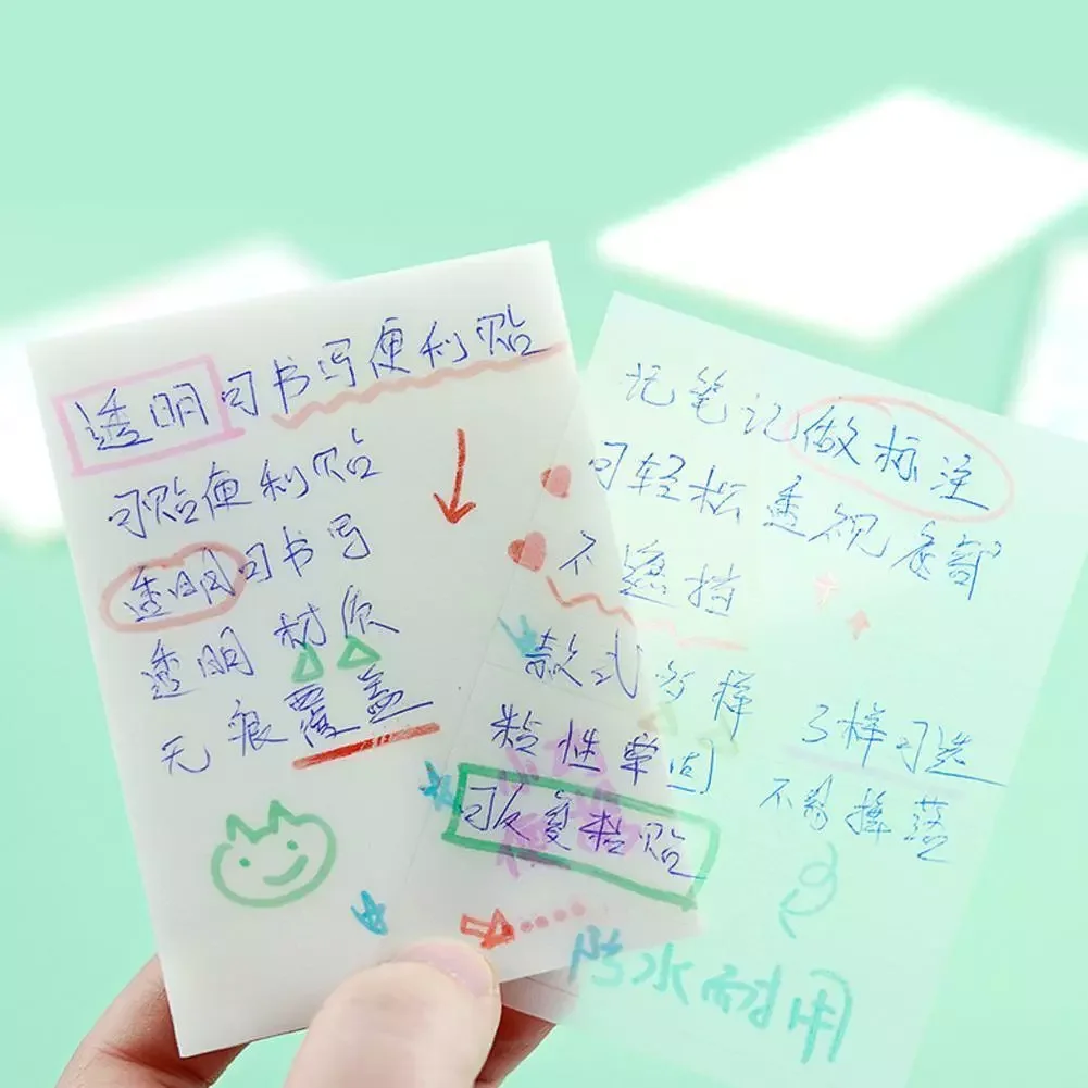 

Waterproof Sticky Notes Colorful Transparent Sticky Notes Office Paper Stationery To-do School Daily Supplies List D2D0