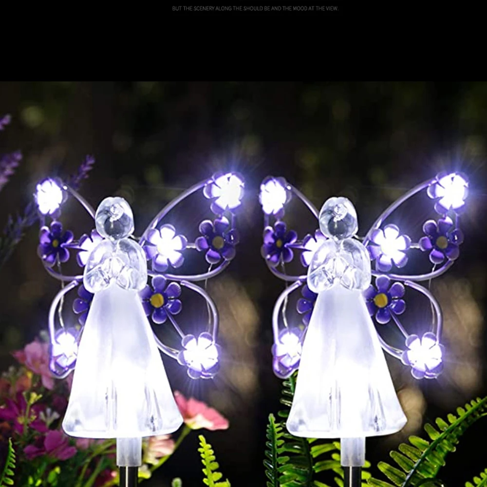 

Outdoor Garden Decoration New Solar Angel Lights Landscape Housewarming Gift Cemetery Stake Lawn Yard Patio Solar Night Led Lamp