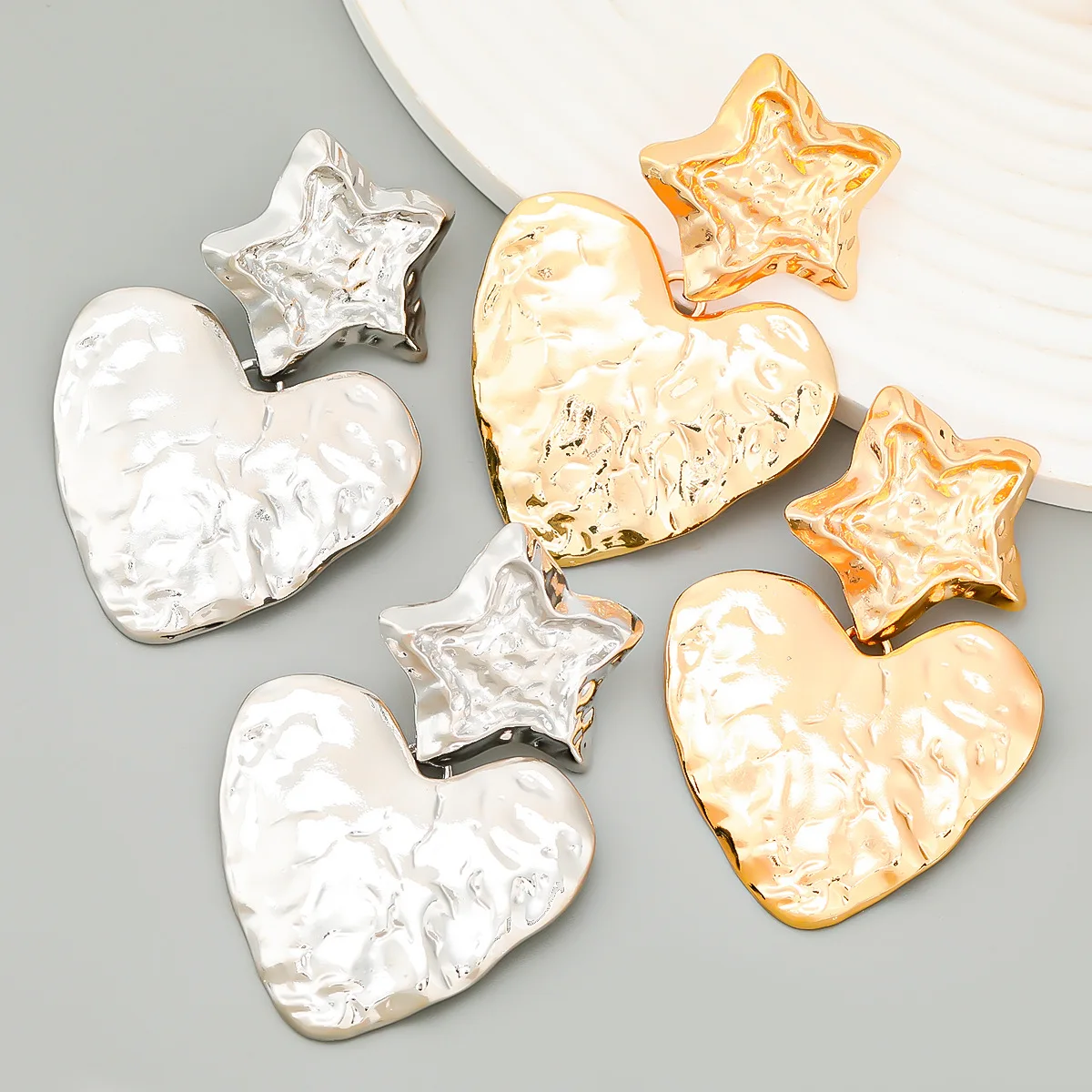 

New Za Star Heart Alloy Earrings for Women