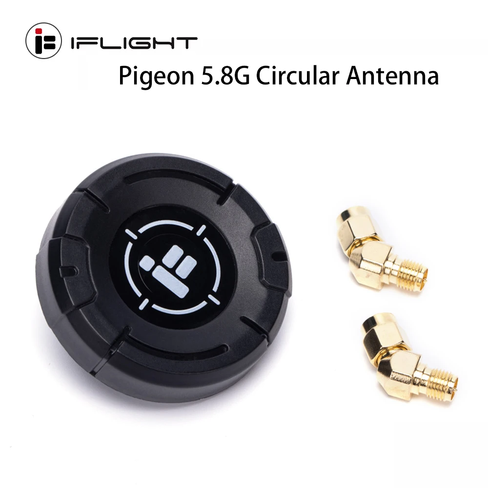 

IFlight Pigeon 5.8G Circular Polarization Directional 9dBi Gain FPV Drone Antenna RP-SMA LHCP RHCP with 2Pcs 45 Degree Adapter