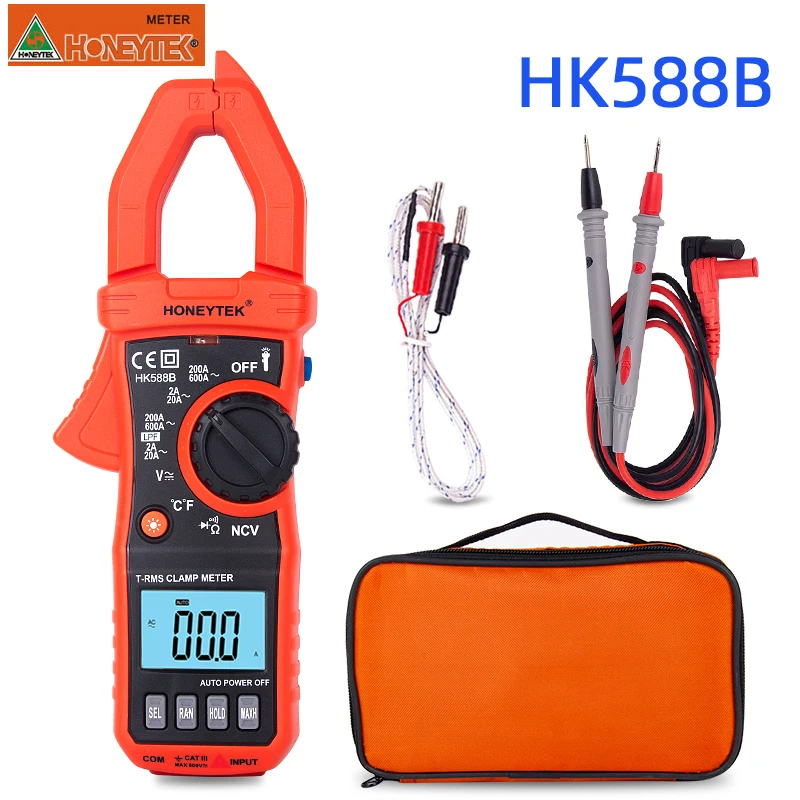 

HK588B Цифровой амперметр Клещи Мультиметр NCV Токовые клещи Клещи Вольтметр Амперметр 600A AC/DC Ом Тестер напряжения тока