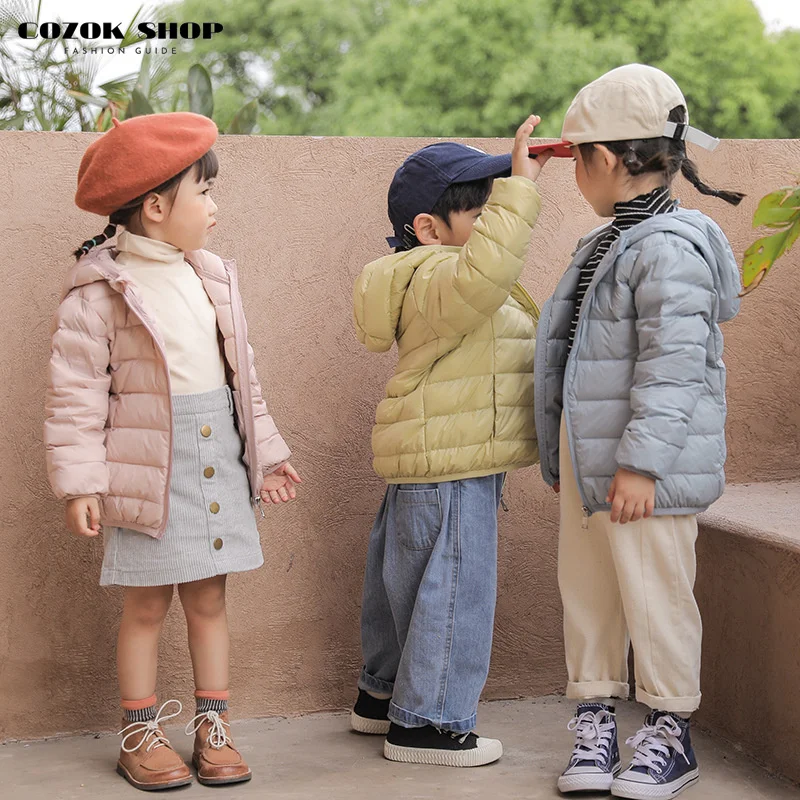 

COZOK Children'S duck down Down Jacket Boys And Girls Baby Hooded Light Section Children'S Down Cotton Clothing