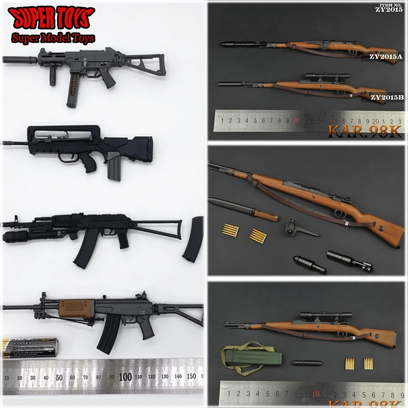 

1/6 Soldier Weapon UMP AK74 Famas Galil Assault Rifles ZYTOYS ZY2015 KAR.98K Sniper Rifle Fits 12 Inch Action Figure Body Model