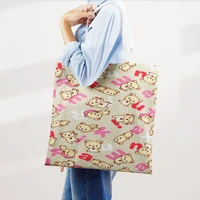 cartoon rilakkuma shopping bag fashion tote customized bear canvas bag eco reusable ladies handbags for women casual portable