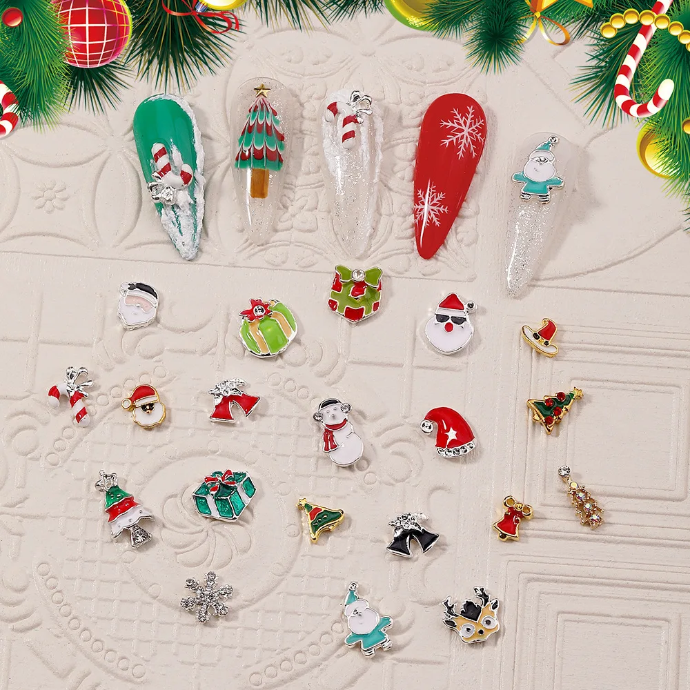 

10 шт., новогодние украшения для ногтей