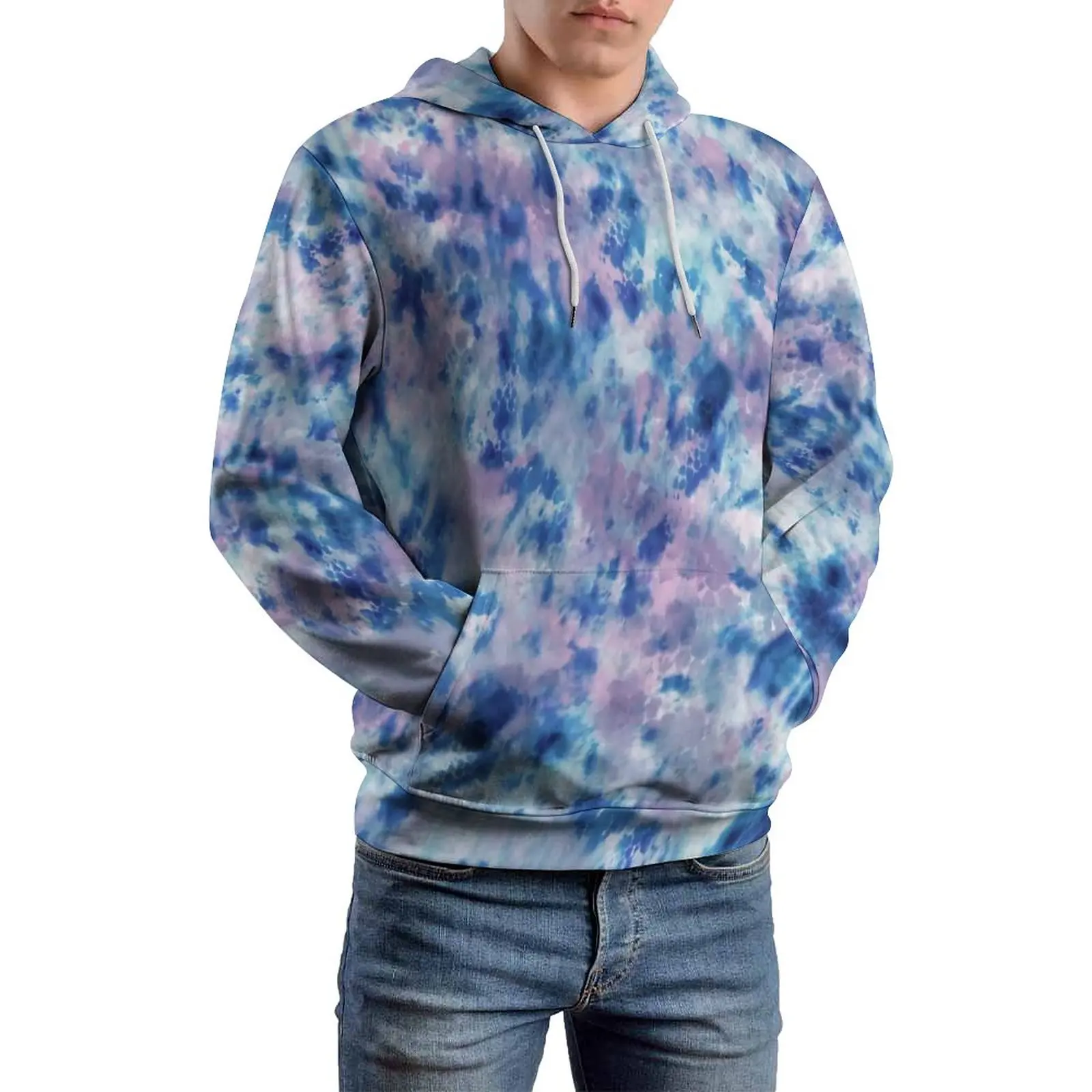 

Повседневные толстовки унисекс Tie Dye, синие и розовые художественные свитшоты с капюшоном и забавным графическим принтом, уличная одежда с длинным рукавом, Толстовка Оверсайз