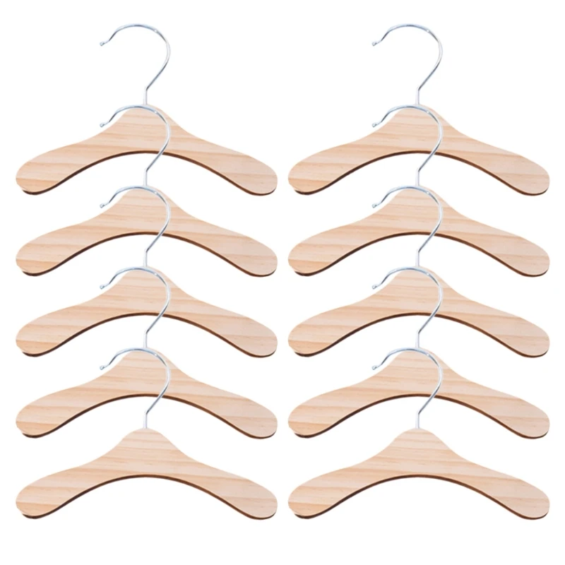 

10 Pieces Practical Anti-Skid Pet Hangers Wooden Keep Neat and Organized Pet Gift Ultra Thin Space Saving Hook Design