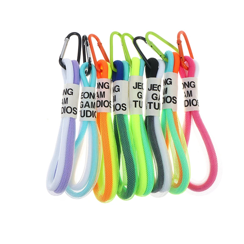 Флуоресцентный цветной ремешок для телефона сетка сумок плетеные полосы брелок