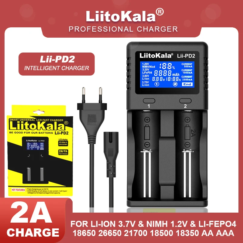 

Litokara Lii-PD2 Lii-PD4 Lii-S2 Lii-S4 Lii-S6 LCD 3.2V 3.7V 3.8V 1.2V 18650 18350 26650 20700 LiFePO4 lithium battery charger