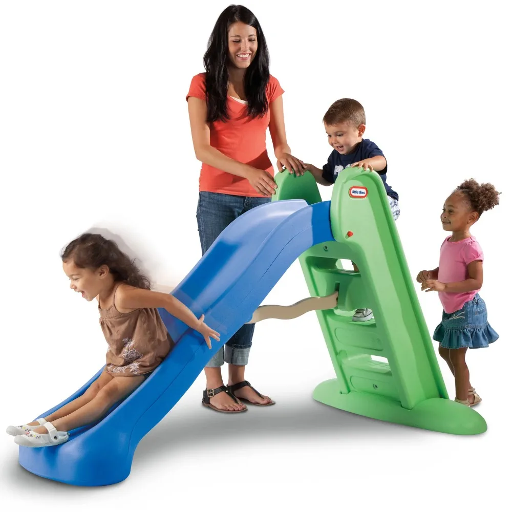 

Large amusement park slide, foldable for easy storage, outdoor and indoor activities and amusement, blue and green