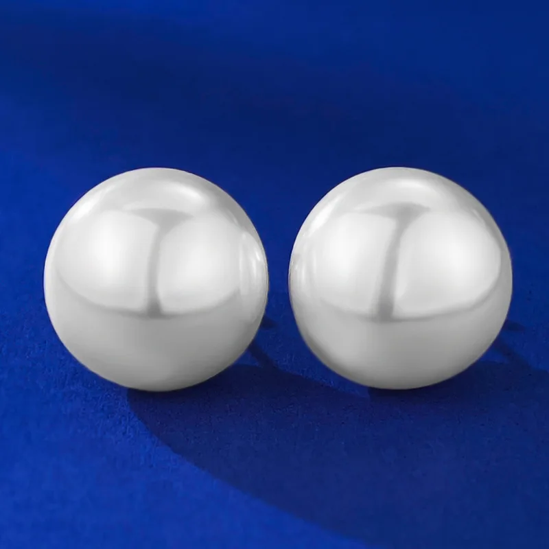 

925 Sterling Silver Shell Pear Big Size Stud Earrings 16mm for Girl Lady Birthday Gift