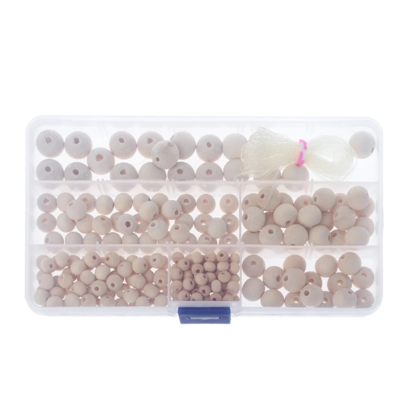 

220Pcs Natural Round Loose Wood Beads Jewelry Making Bracelet Necklace With Box