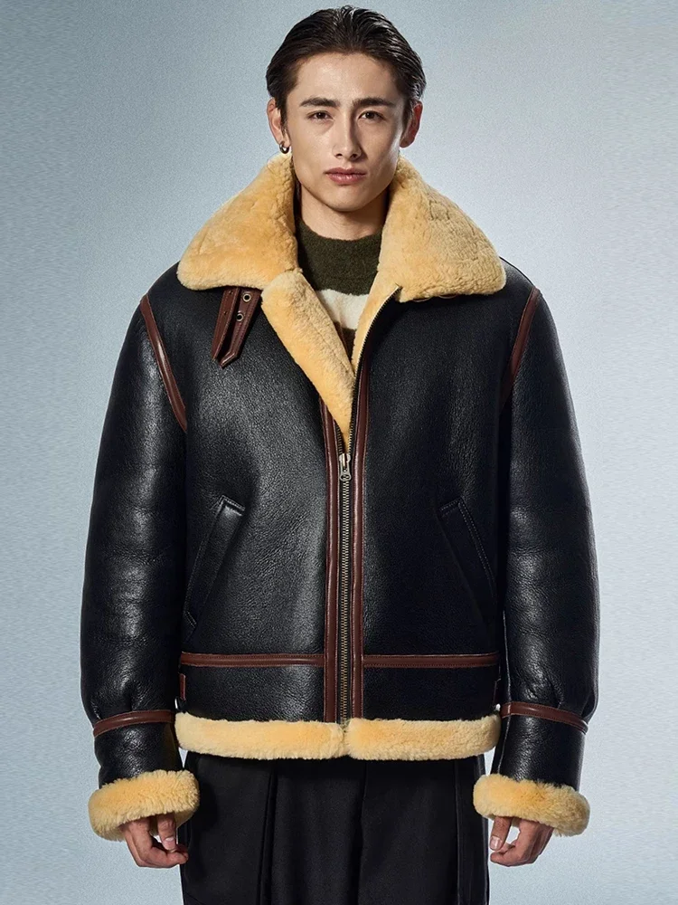 Роскошная мужская куртка из овечьей шерсти мериноса новинка 2024 утолщенные