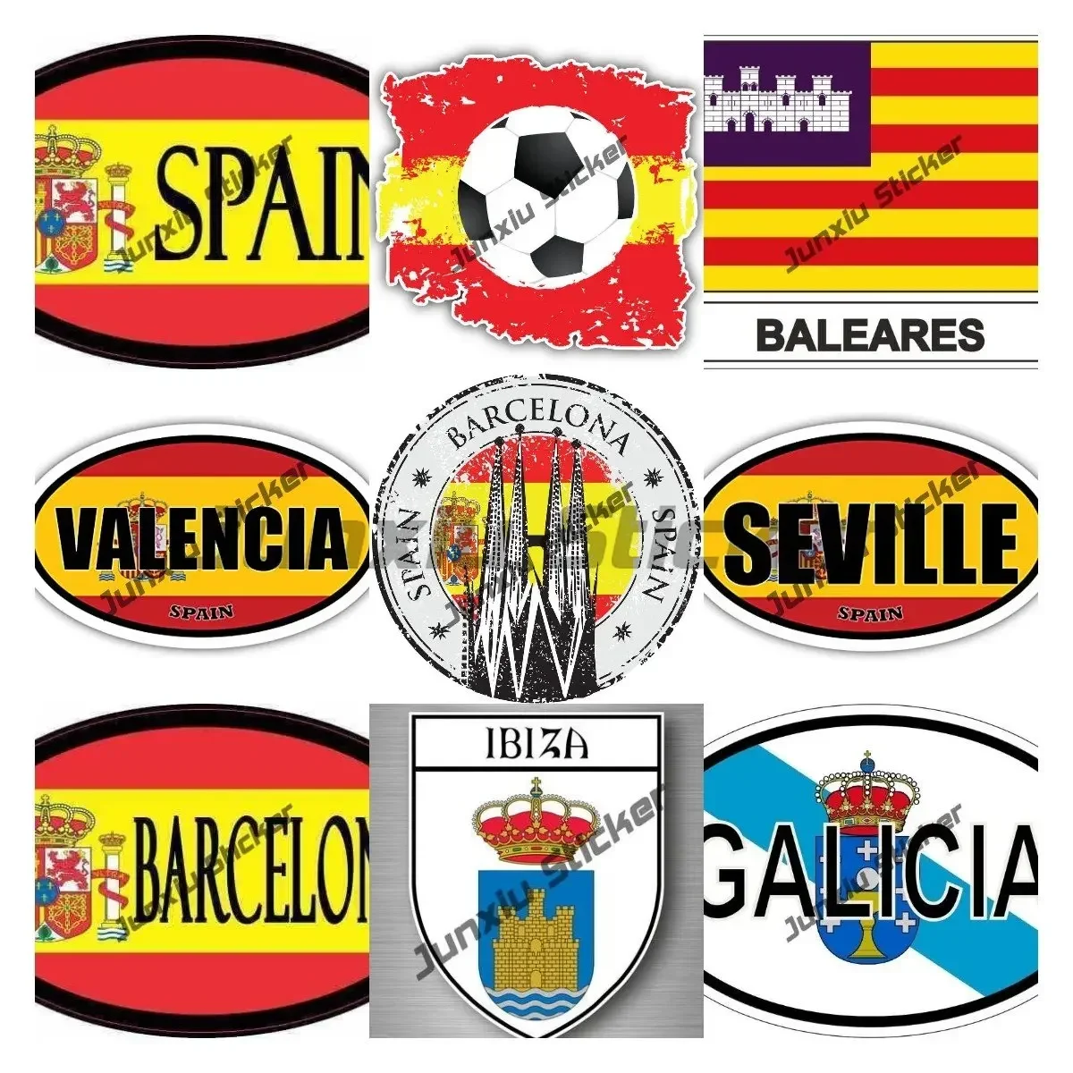 Испания наклейки Espana Seville Ibiza Madrid Barcelona City Shield дорожный штамп водонепроницаемые