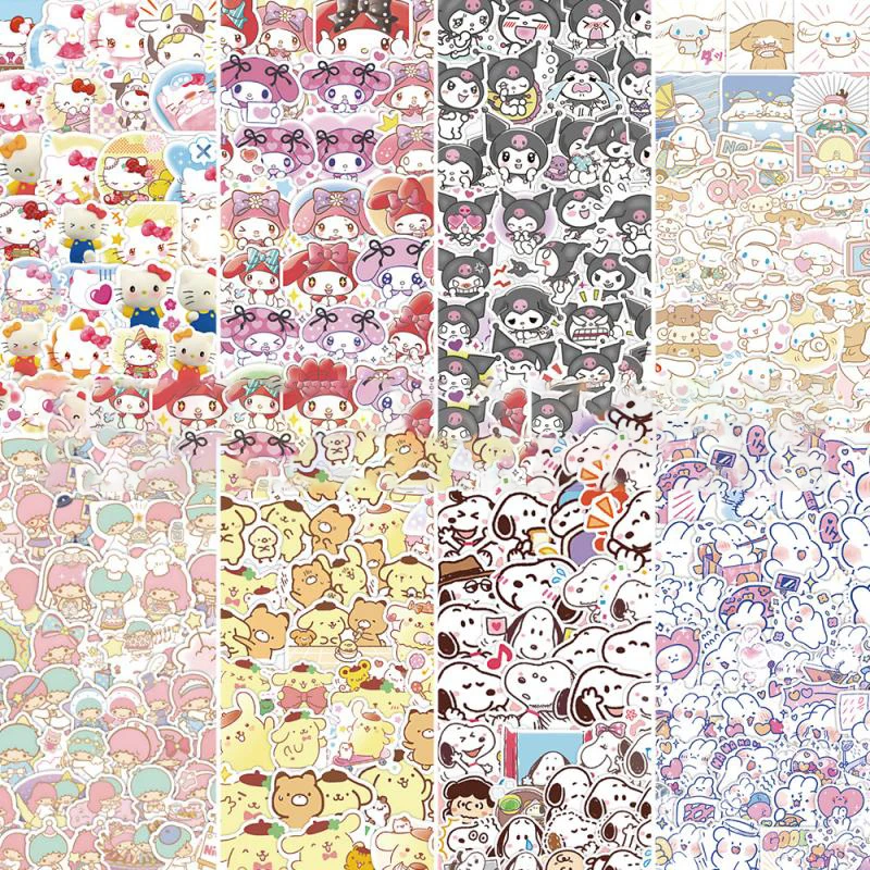 

60 Pcs Kawaii Sanrio Cartoon Stickers Cute Student Stationery Decorative Stickers Creative Hellokitty Mymelody Children's Gifts
